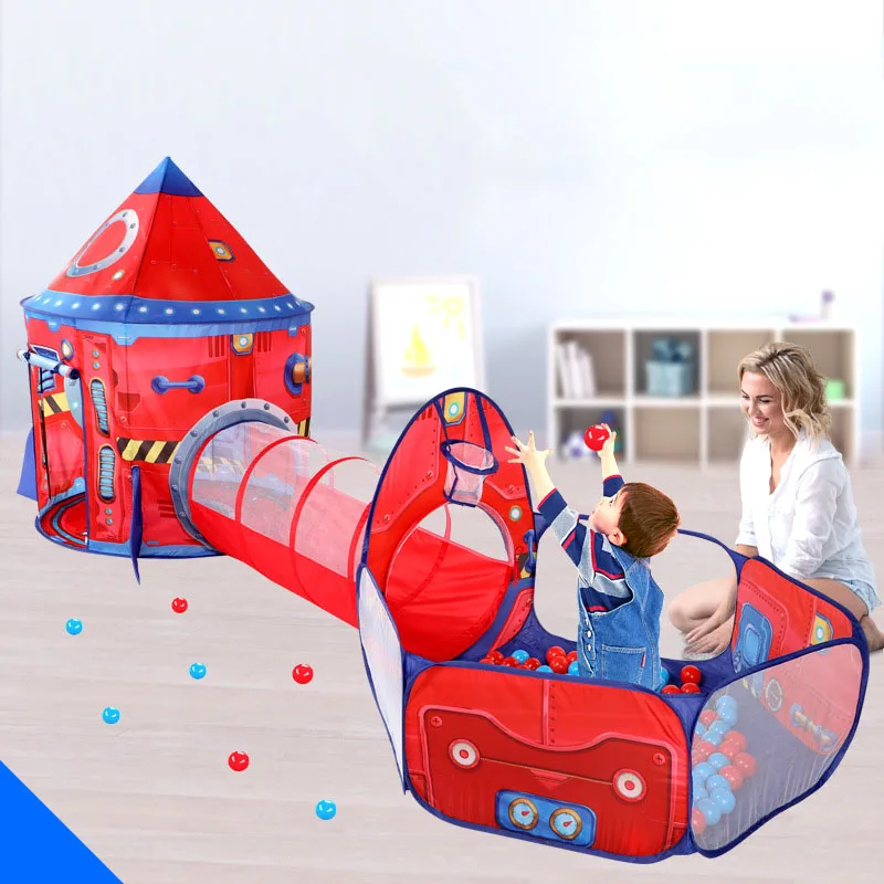 3 In 1 tunnel per bambini navicella spaziale tenda casa giochi giocattoli pieghevoli bambini striscianti piscina portatile oceano piccole case regali