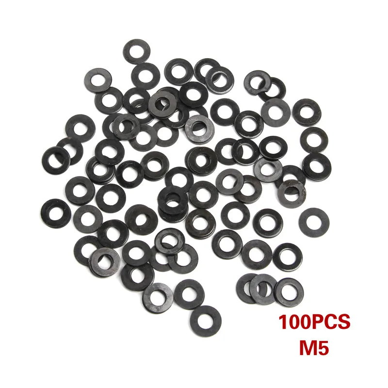 100Pcs M2/M3/M4/M5/M6/M8 Carbon Staal Platte Machine Washer Plain Black wasmachine Universial Platte Pakkingen