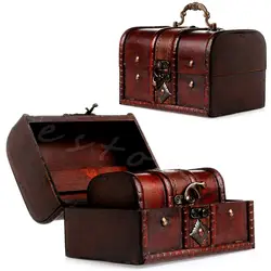 2Pcs Set Wooden Pirate Jewellery Storage Box Case Holder Vintage Z07 Drop Shipping