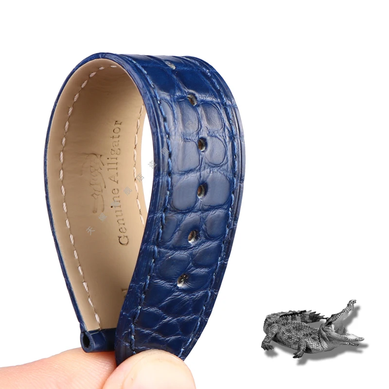 Blue crocodile leather watch strap suitable for Casio Rolex Tissot watch leather strap men\'s watch chain