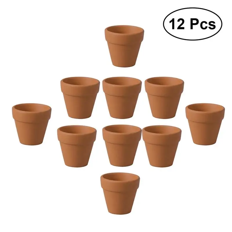 12Pcs 3x3cm Small Mini Terracotta Pot Clay Ceramic Pottery for Flower Plants Crafts Planter Flower Pots Succulent Nursery Pots