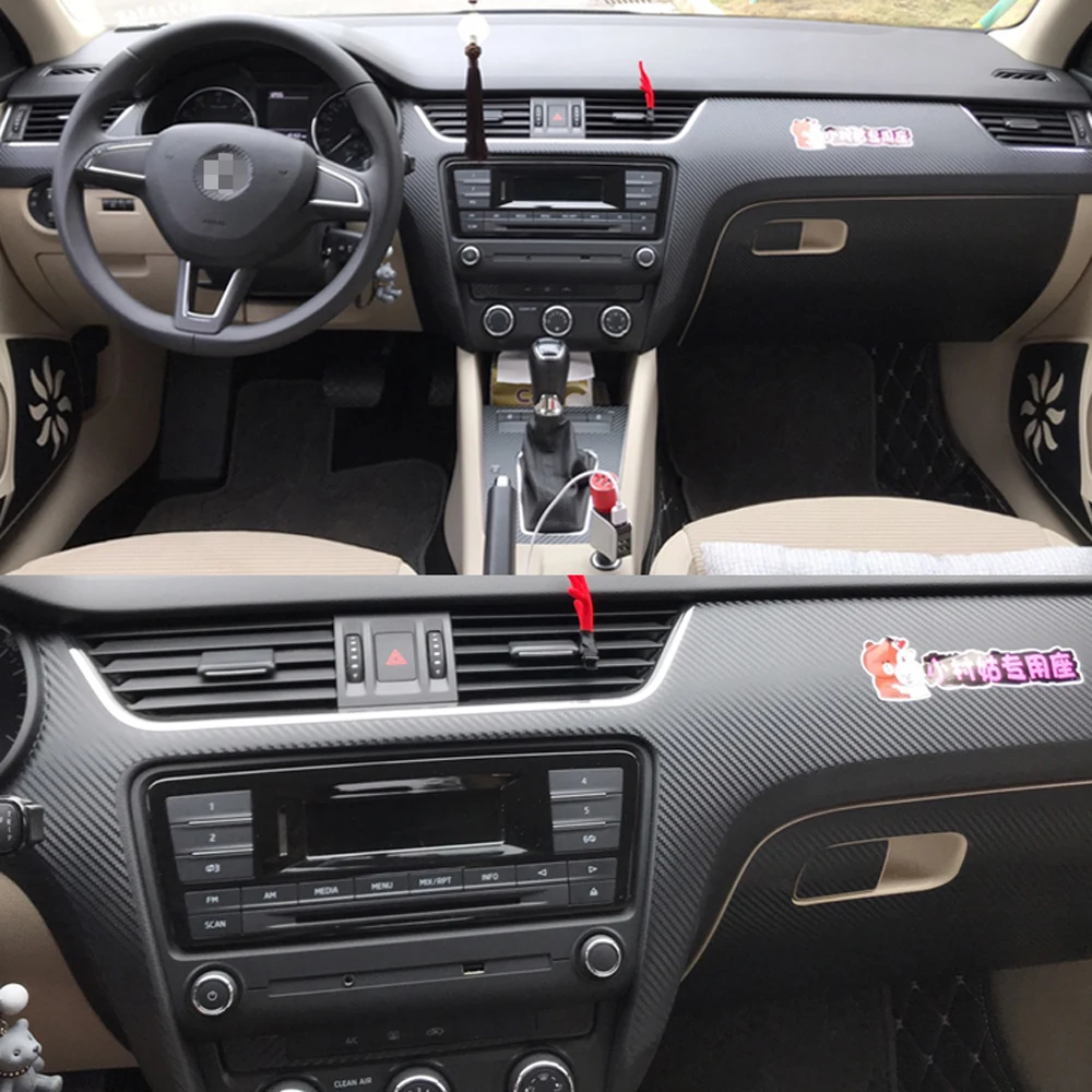 Car Interior Accessories 5D Carbon Fiber Sticker For Skoda Octavia 2015-2019 Internal Central Control Panel Door Handle Styling view 4