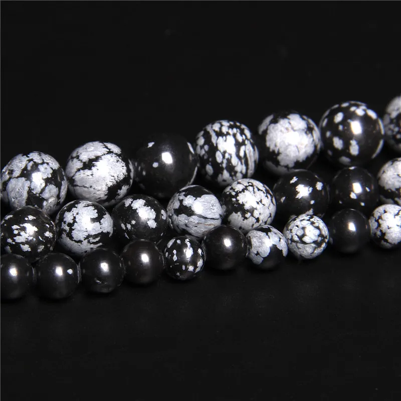 Natural Stone Snow Flake Jaspers Beads Round Spacer Alabaster Bead For Jewelry Making DIY Bracelet Necklace 4/6/8/10/12mm