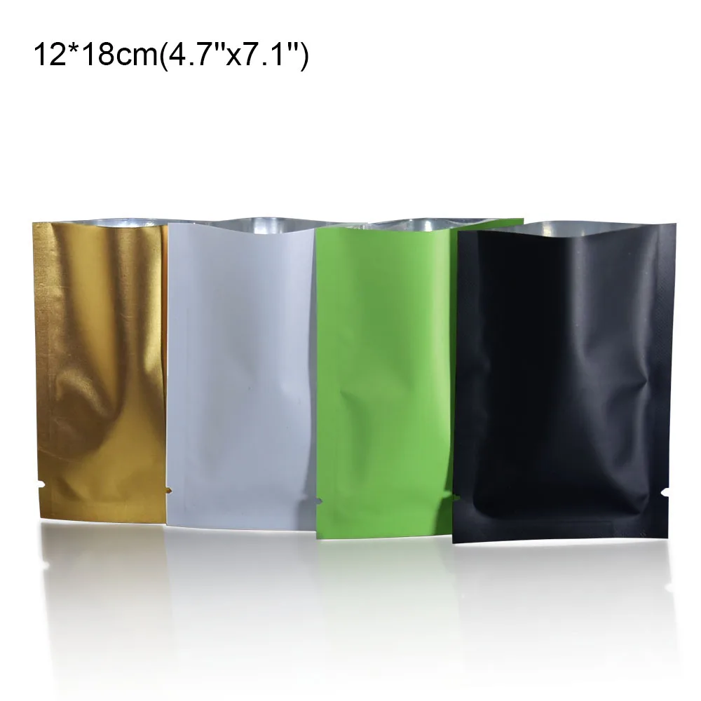 

100pcs 12*18cm(4.7''x7.1'') Open Top Matte Black White Aluminum Foil Bag Heat Seal Mylar Coffee Tea Vacuum Wrapping Storage Bags