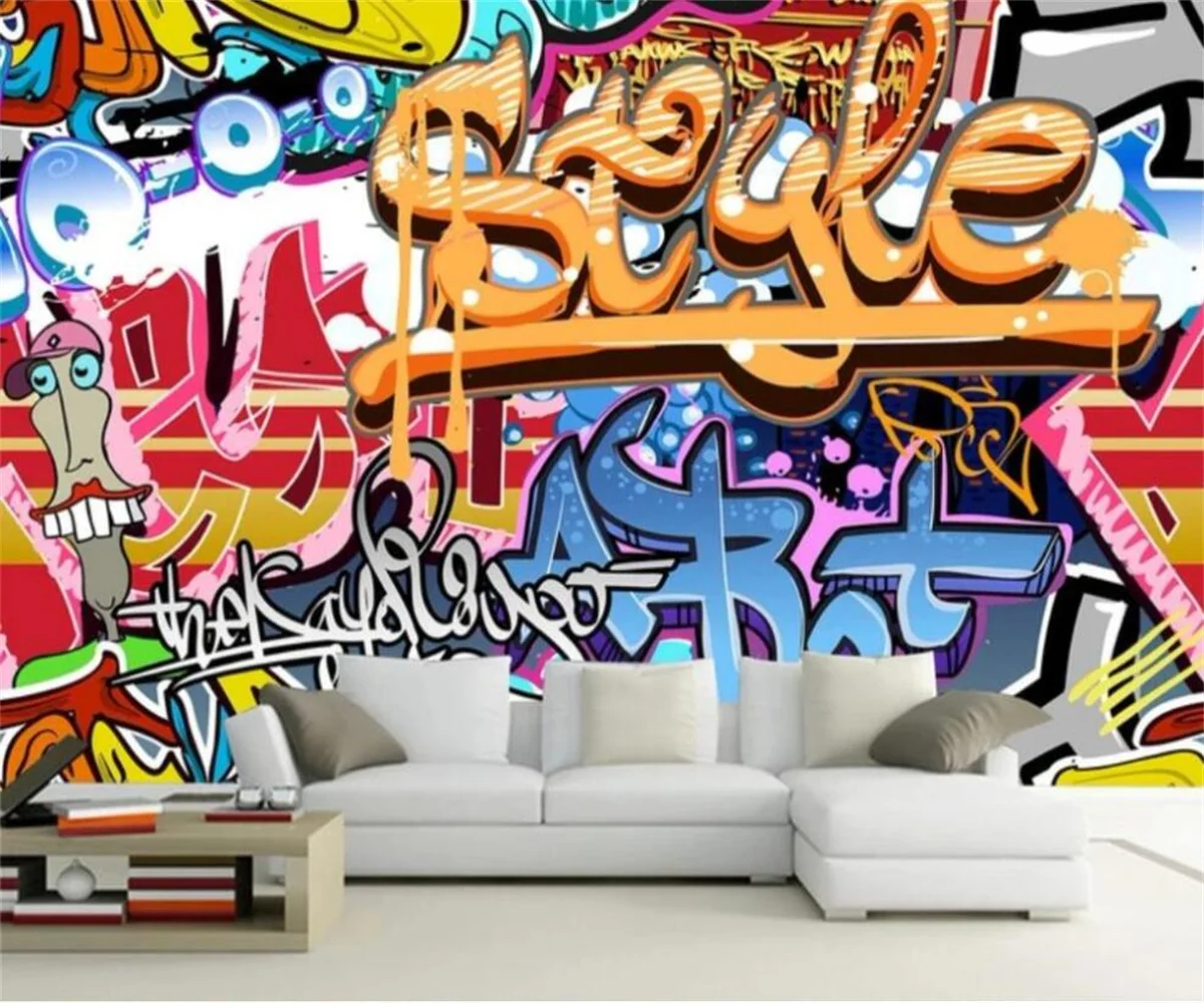 

Customized personality 3d wallpaper color graffiti hotel restaurant bedroom background wallpaper decoration painting