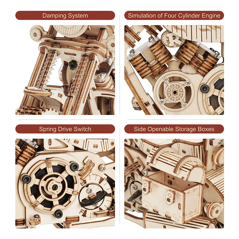 Robotime Motorcycle Puzzle 3D Wooden DIY Children Game Assembly Wood Model Kit Building Blocks Decoration for Gift