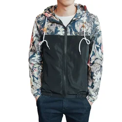 Windjack Jassen Mens Capuchon Sportkleding Bomber Jacket Fashion Licht Gewicht Bloemen Casual Heren Jassen Uitloper