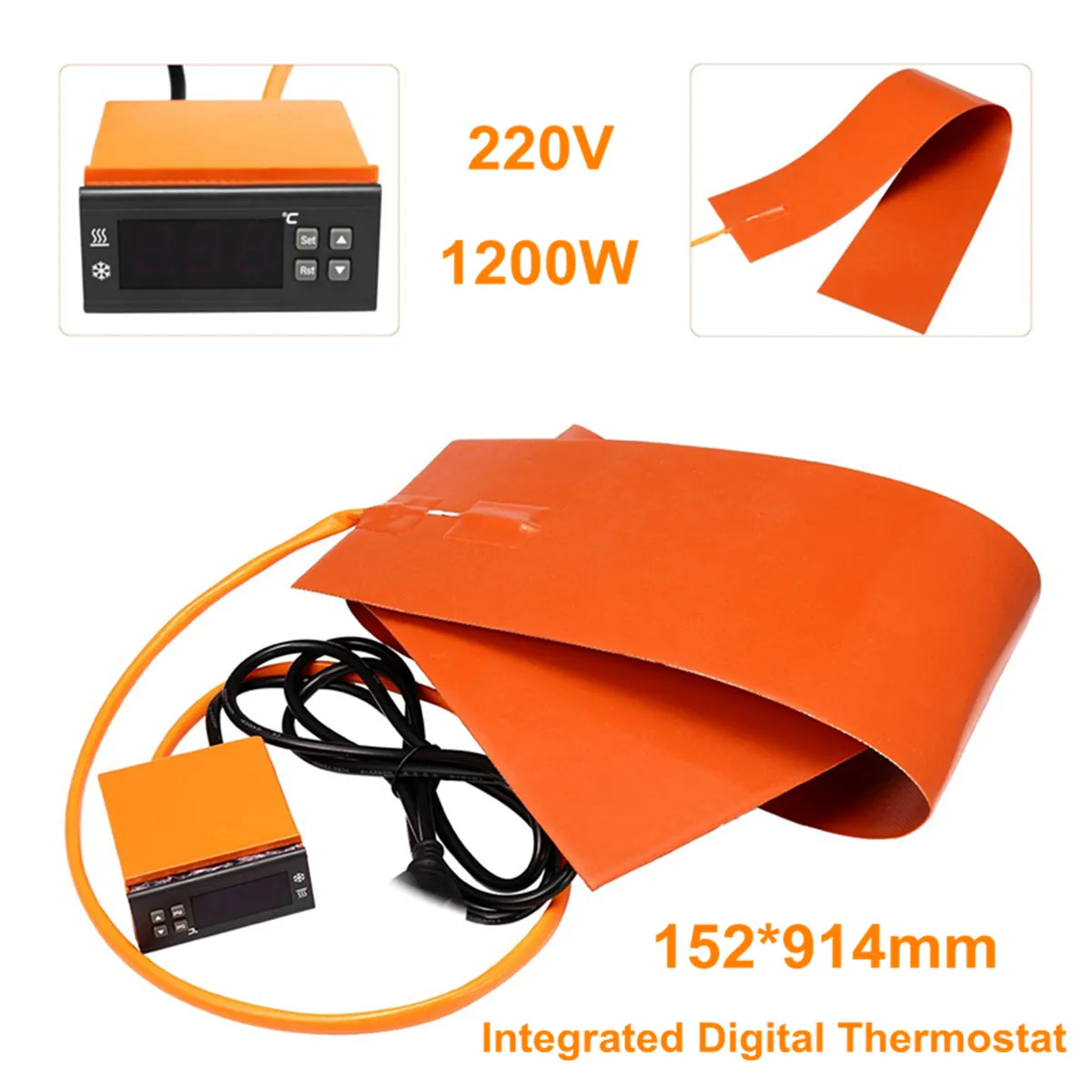 1200W 220V Guitar Side Bending Silicone Heat Blanket Integrated Digital Thermostat Controller Guitar Accessories 6x36\'\'