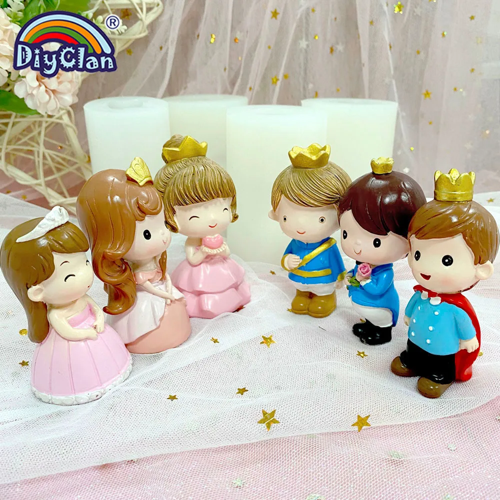 3D Prince Princess Chocolate Silicone Mold For Candle Making Cake Decoration Boy And Girl Sugarcraft Resin Home Decorting Making