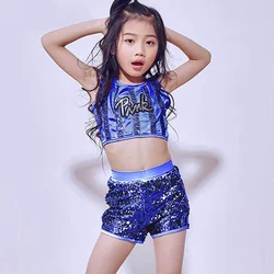 Girl Jazz Dance Boy and Girls Stage Dance Clothing Set Child Ballroom Kids Hip Hop Performance Short Pants Jazz Dance Costumes