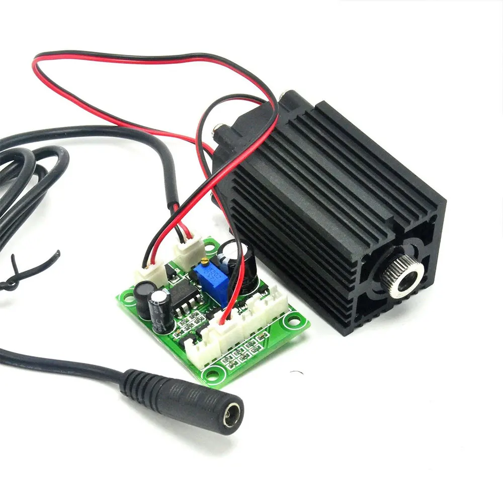 532nm 100mW Green Focusable Laser Module Focus Dot Point Lights w 12V Adapter Fan Driver TTL