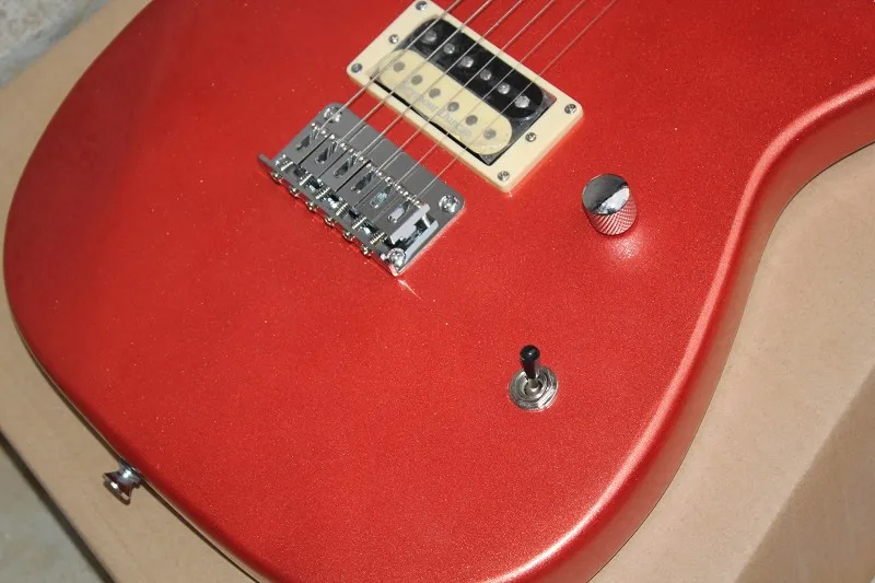 Metal Red electric guitar,HS pickups,fixed bridge, strings through body,chrome buttons,red sliver guitar