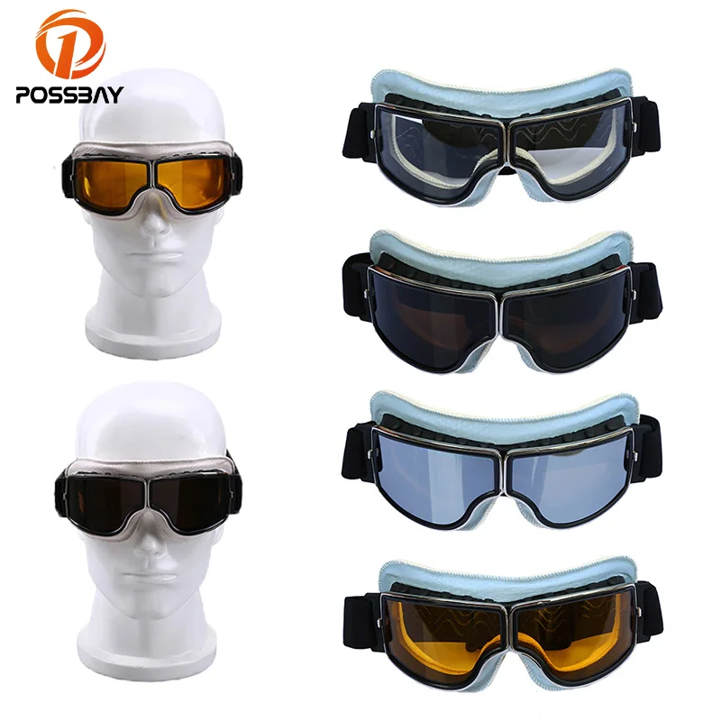 

POSSBAY Vintage Motorcycle Goggles Motocross Helmet Glasses UV Protection Outdoor Sport Ski Skate Goggle Sunglasses for Men