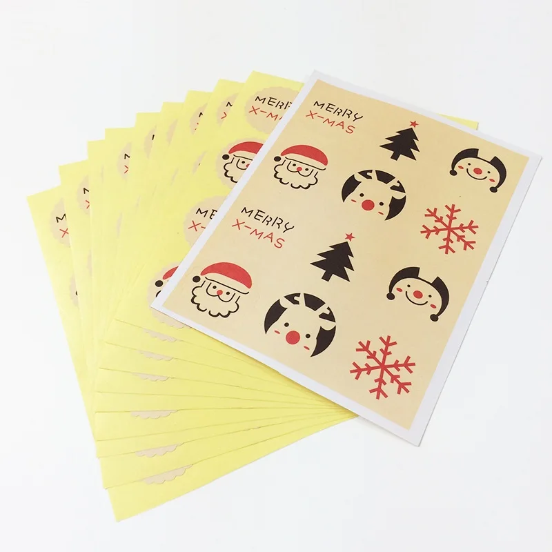 120PCS Merry Christmas Theme Sealing sticker DIY Gifts posted Baking Decoration package label Multifunction