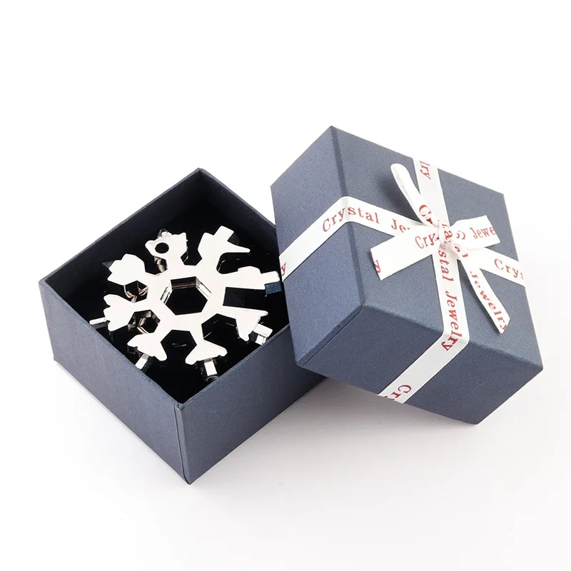 Clé Allen flocon de neige 18 en 1 avec boîte cadeau, combinaison d'outils, Portable avec porte-clés, outil pour la maison
