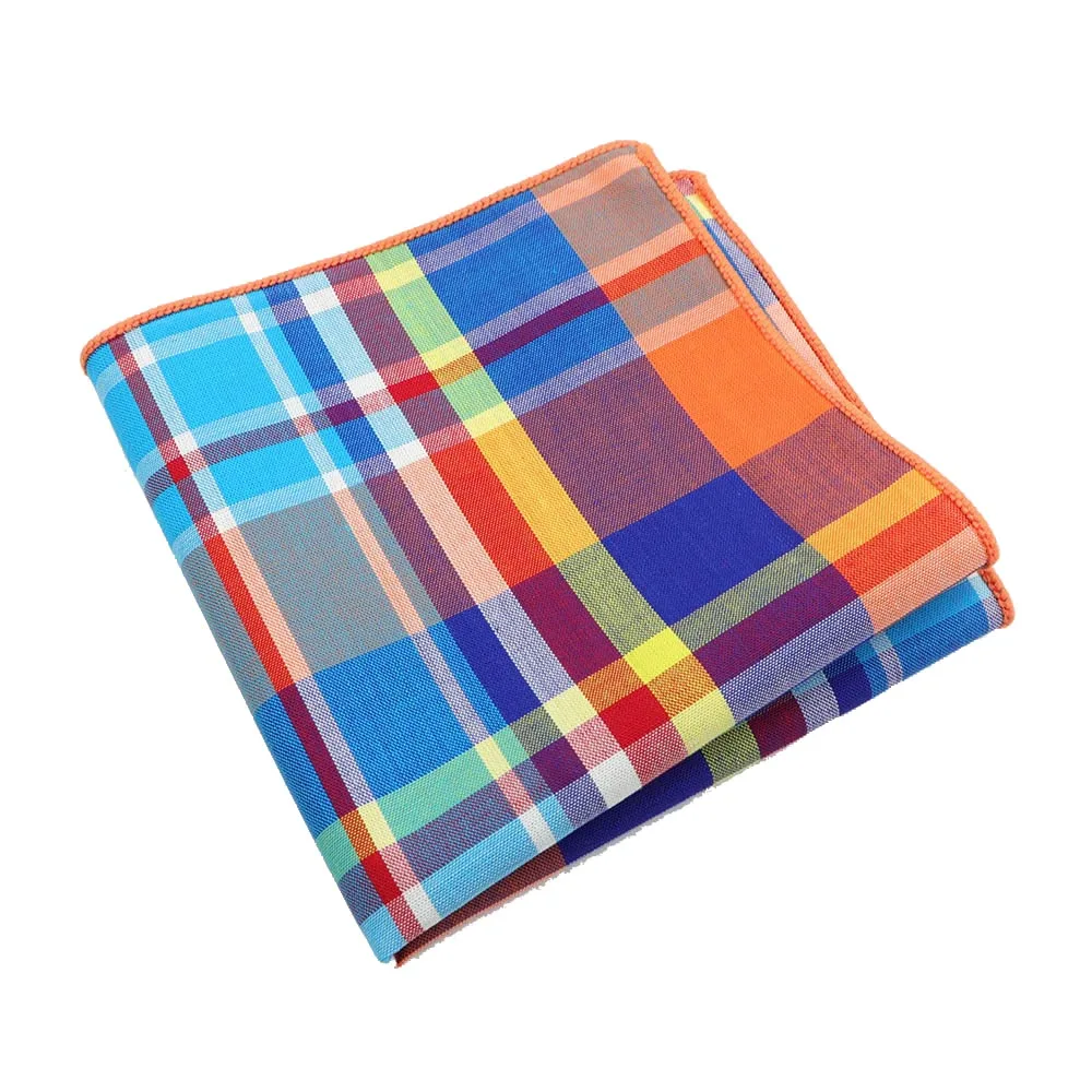 Clássico xadrez lenço 100% algodão hankie 23cm feminino & masculino casual festa bolso quadrado presente smoking gravata borboleta acessório