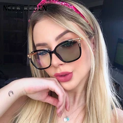 Large Frame Photochromic Reading Glasses Women Square Anti Blue Rays Alloy Presbyopia Sunglasses With Diopters 0 +1.75 +2.75