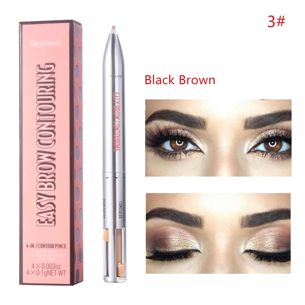 4 In 1 Easy To Wear Eyebrow Contour Pen Defining Highlighting Brow Pen Waterproof Sweatproof