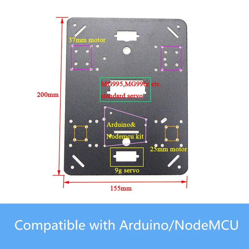 Rectangular Metal Panel 215mm*160mm*2mm High-Strength Aluminum Alloy Plate Porous Bit RC Robot Tank Chassis Part DIY For Arduino