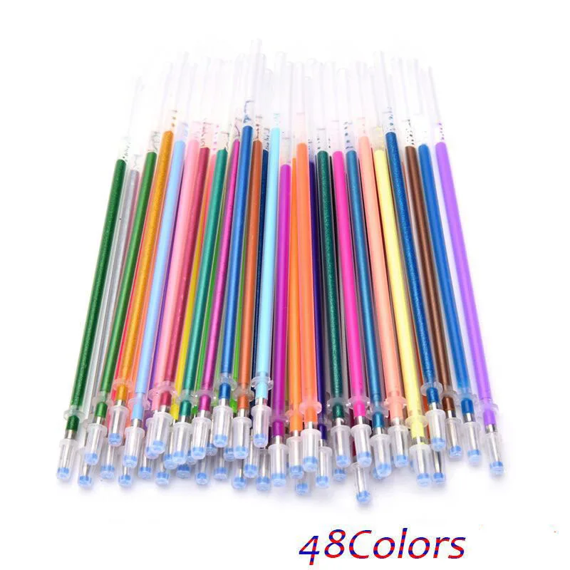 12 pçs/lote multi cor arco-íris recarga marcadores gel caneta ponto caneta estudantes pintura grafite fluorescente recarga m0313