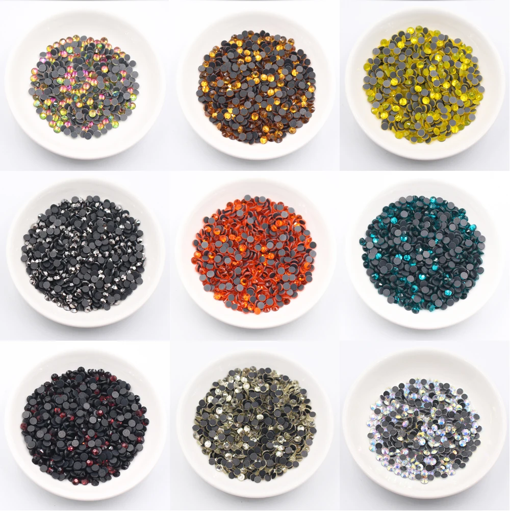 High Quality Hotfix Rhinestones SS6-SS30 Shine Crystals Strass Fabric Craft Stones Beads Glue On Rhinestone for Clothes Gems