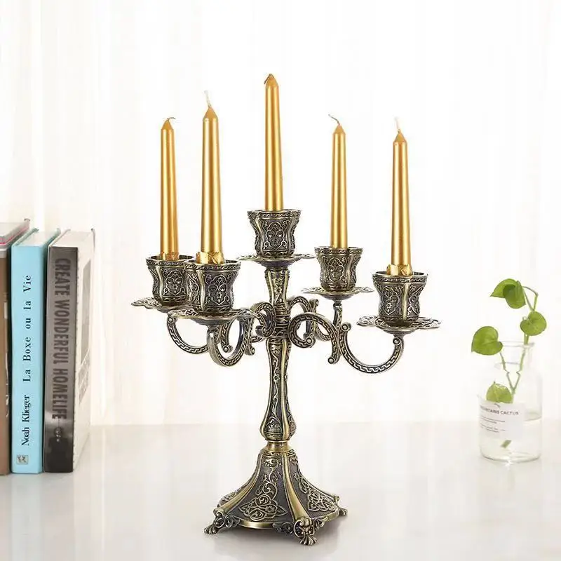 

IMUWEN Bronze Candelabra Metal Candle Holders Wedding Candlesticks Event Candle Stand Table Centerpiece For Home Decoration