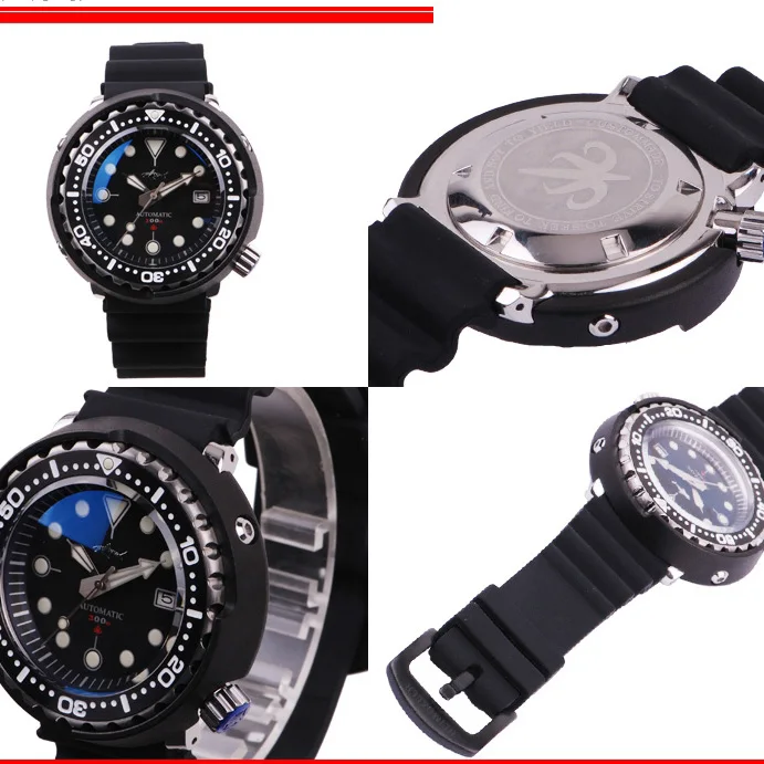 Heimdallr Men Automatic Watch 47mm Tuna Mechanical Wristwatch Sport Diver 30ATM Waterproof C3 Luminous Sapphire NH35