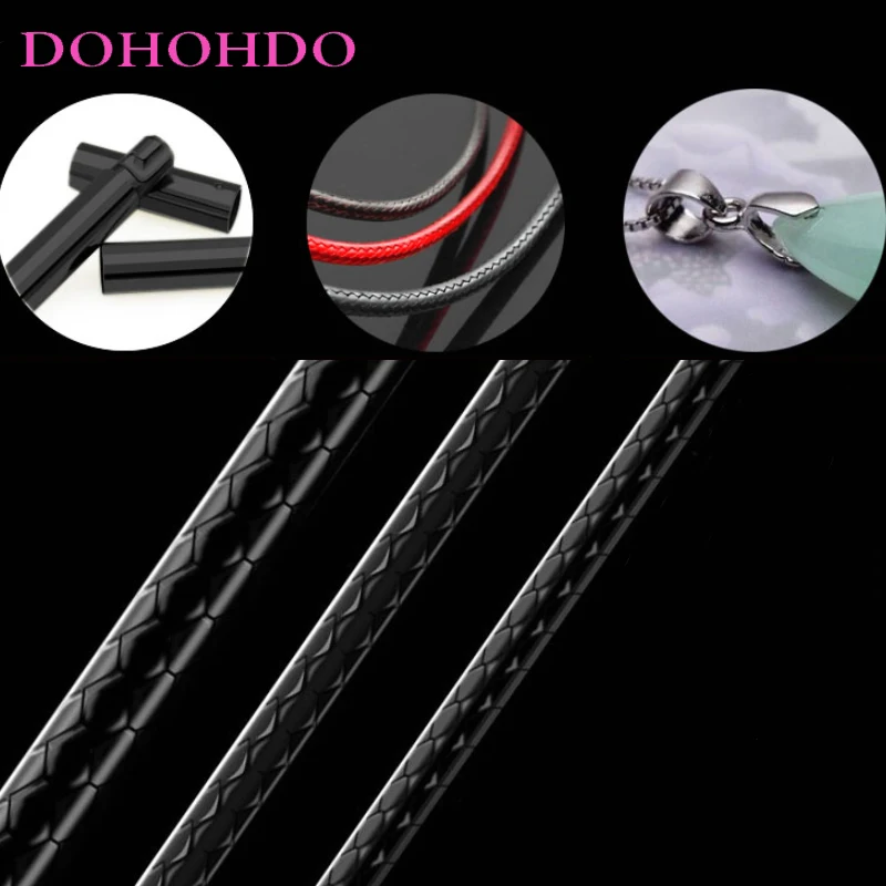 1mm 1.5mm 2mm 3mm Leather Necklace Cord Wax Rope Chain With Gold Color Stainless Steel Clasp For Men Women DIY Necklace Making