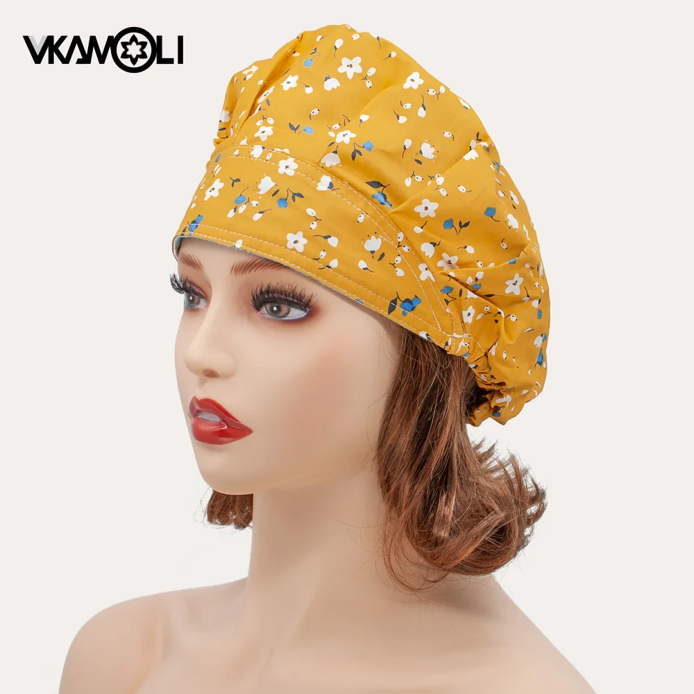 Clearance Print Scrub Cap Working Hat Women Men 100% Cotton Tieback Inner Forehead Towel Plastic Beautician Chef Cooking Caps