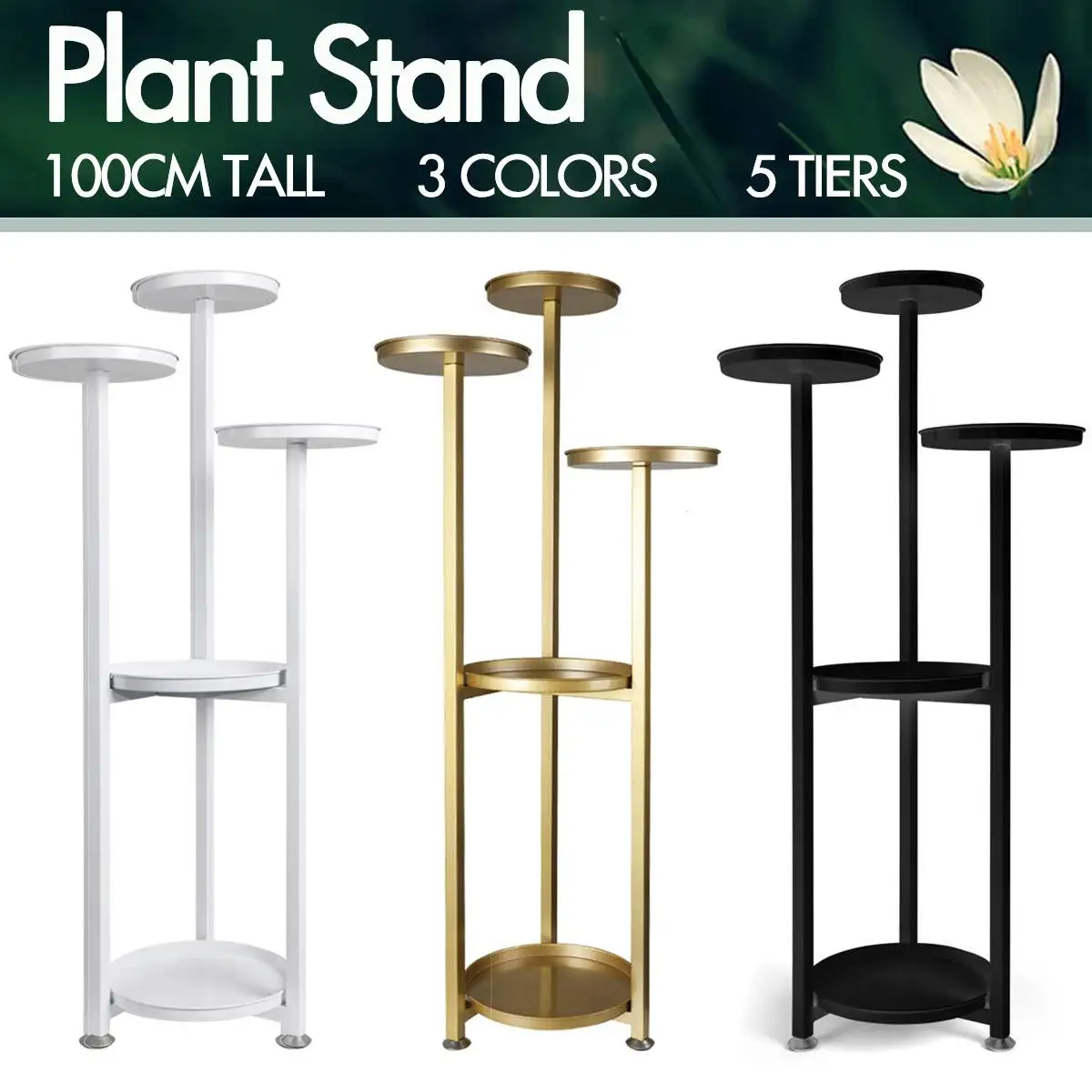 5 Tiers Plant Stand Flower Holders Living Room Display Shelf Furniture Balcony Decoration Flower Stand with Floor Protection Mat