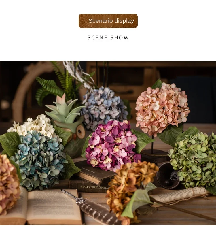 Simulation Flower Retro Hydrangea Wedding Decoration Home Living Room Wall Decoration Photography Props Fake Flowers
