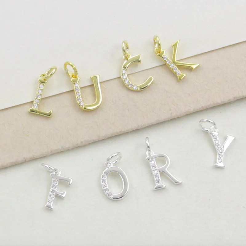 26pcs/lot  Alphabet A-Z Letter bead charm tag silver color Charm DIY accessories of necklace bracelet headdress finding