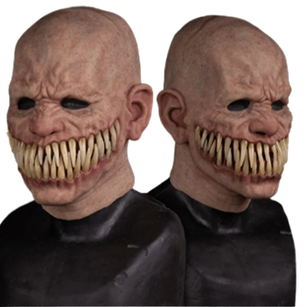 Horror Clown Mask Cosplay Creepy Monster Big Mouth Teeth Chompers Latex Masks Halloween Party Scary Costume Props Monster Masque