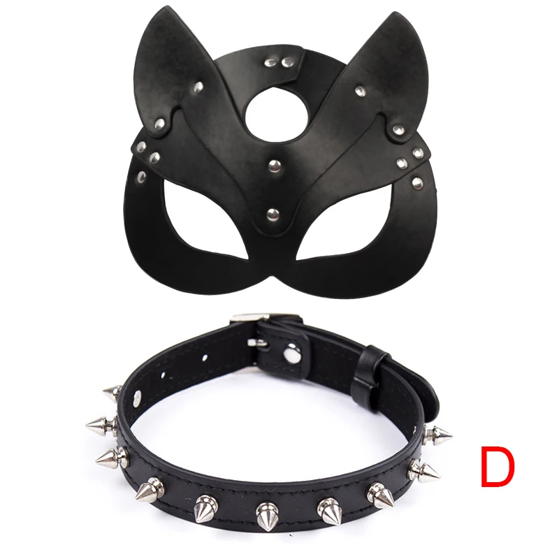 Erotik kedi kadın seks maskesi ve yaka Cosplay yüz kedi deri maske cadılar bayramı Masquerade partisi maskesi erotik maskeleri seks oyuncakları