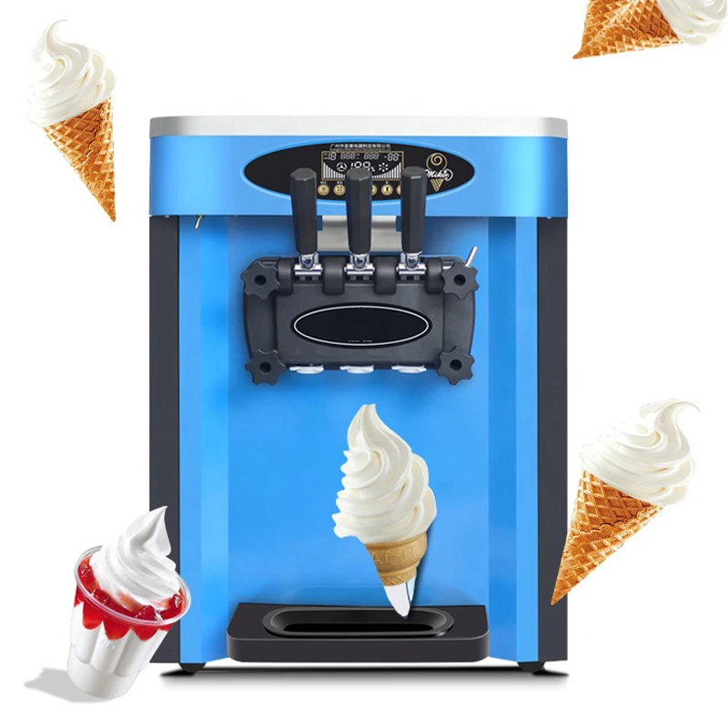 

Countertop stainless steel commercial 3 soft ice cream machine, environmentally friendly refrigerant R410a