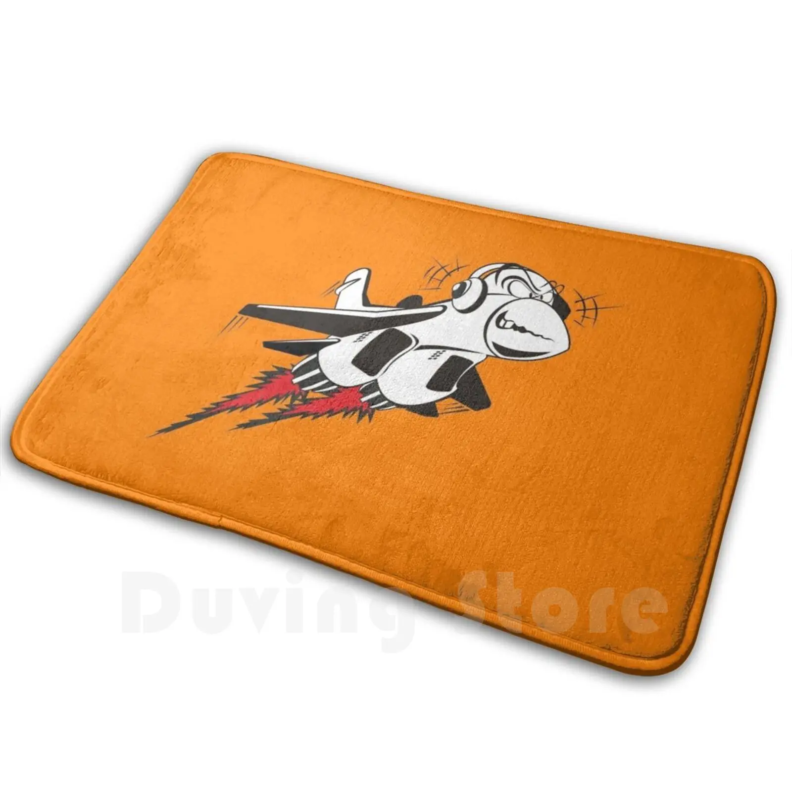 Cartoon Crazy Jet Fighter Mat Rug Carpet Anti-Slip Floor Mats Bedroom Air Airplane Bizarre Black Bomber Bombing Cartoon Cockpit