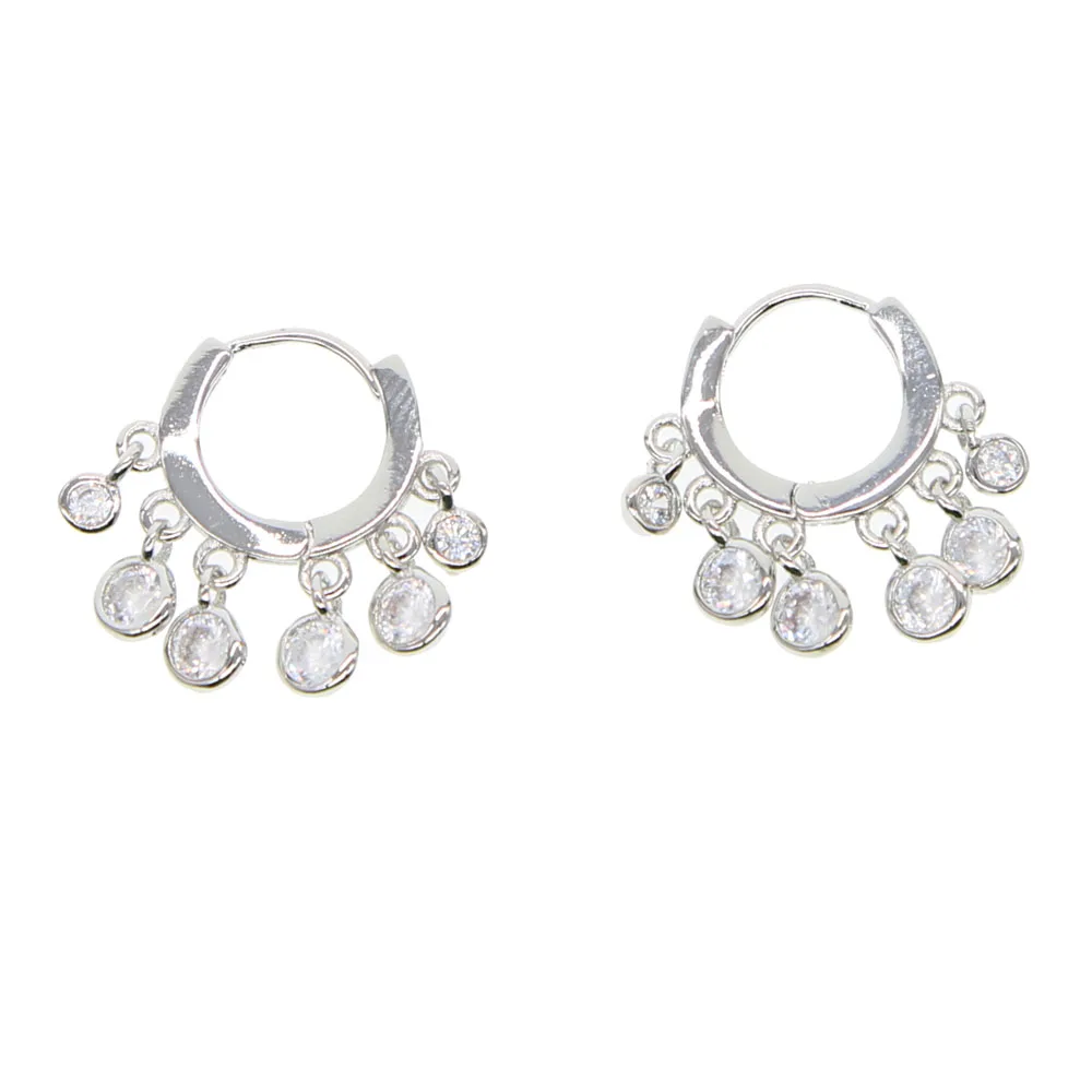 Promotion Real 925 Sterling Silver Stud Earrings Bohemia Style Dangle Tassel Earrings Tiny CZ For Girl Women Dainty Gifts