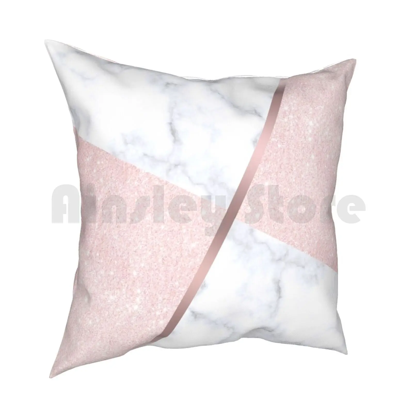 Rose Gold & White Marble Geometric Design Pillow Case Printed Home Soft DIY Pillow cover Rose Gold Glitter Foil Gold Golden