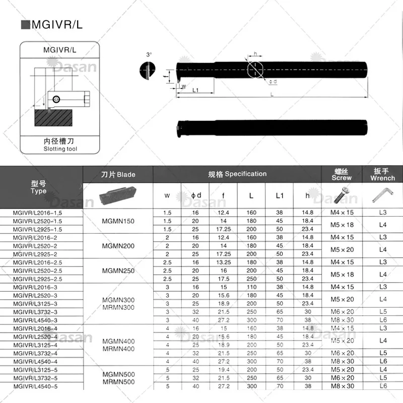 MGIVR3125-3 MGIVR Internal Grooving Turning Tool Holder for MGMN MGGN MRMN Inserts