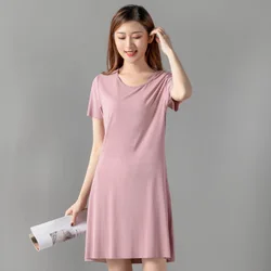 Modal Cotton Nightgowns Women Short-sleeved Large Size Nightdress Nightwear Bottoming Dress Women's Sleepwear Nightshirt M-5XL