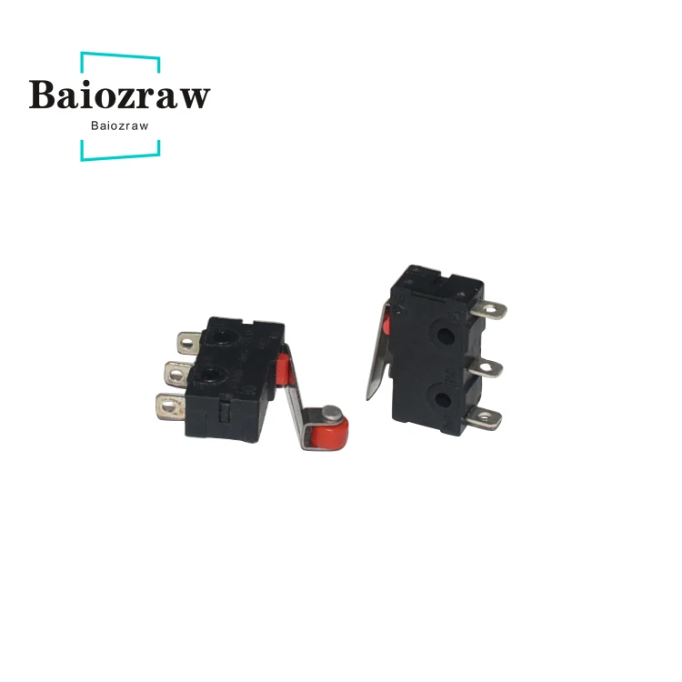 Piezas de impresora 3D, interruptor Micro KW12, límite de viaje, contacto de cobre con rueda 5A 125 250VAC, 10 Uds.