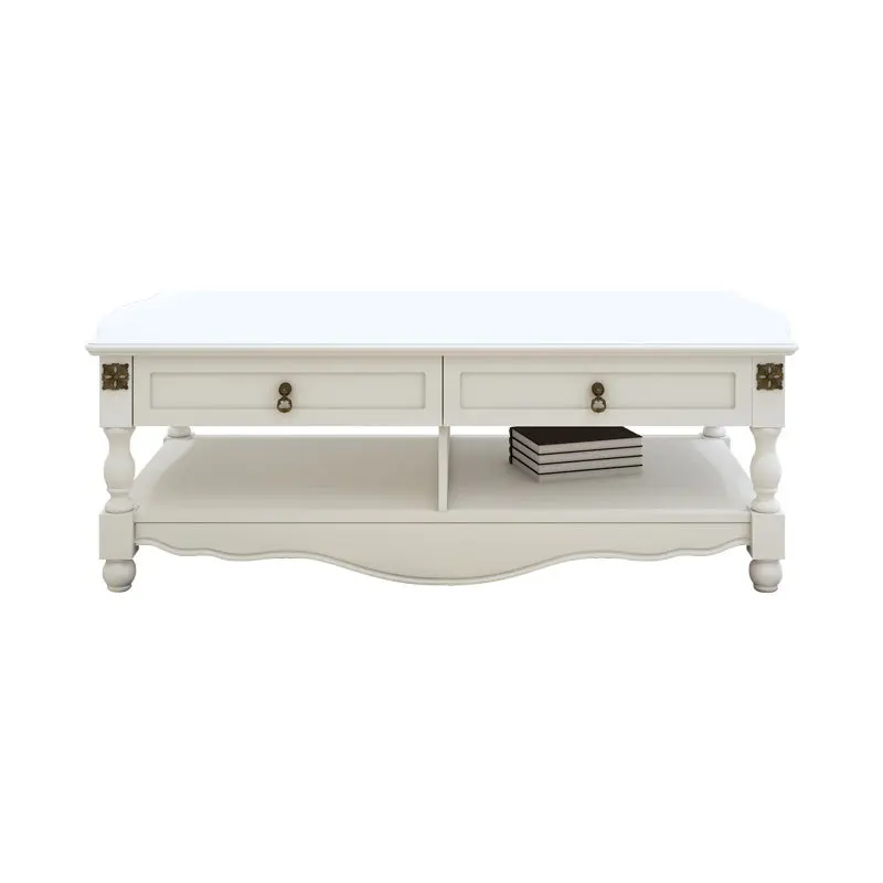 

American country retro coffee table modern minimalist white square coffee table