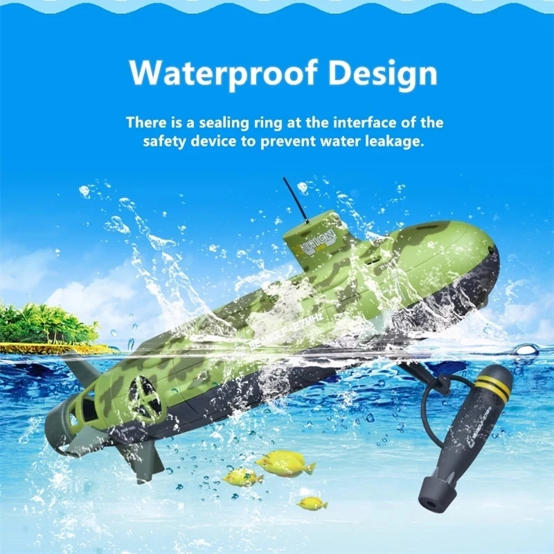 Tripple Motor RC Submarine 6CH Automatic Cooling Waterproof  Low Voltage Protection Electric Underwater Children's RC Toy Modle