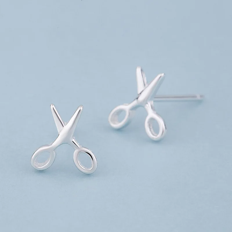 925 Sterling Silver Piercing Punk Scissors Stud Earrings for Women Girls Wedding Party Gift Femme Jewelry pendientes A132