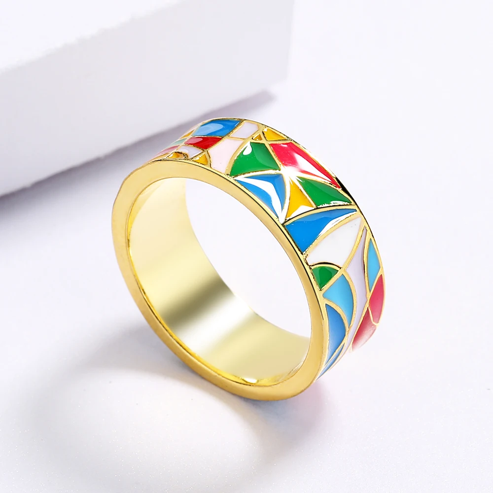 925 Silver Fashion Sweet And Elegant Rainbow Geometric Ring Ladies Birthday Party Wedding Engagement Jewelry Gift