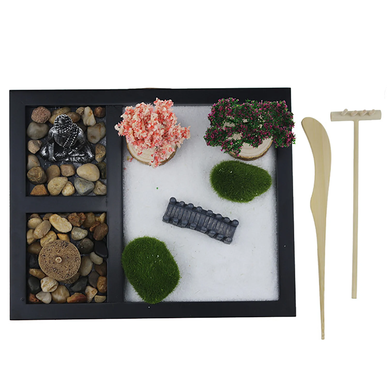 Japanese Zen Sand Garden Mini Miniature Zen Sand Table Kit Home Office Tabletop Decor For Concentration Relaxation Meditation