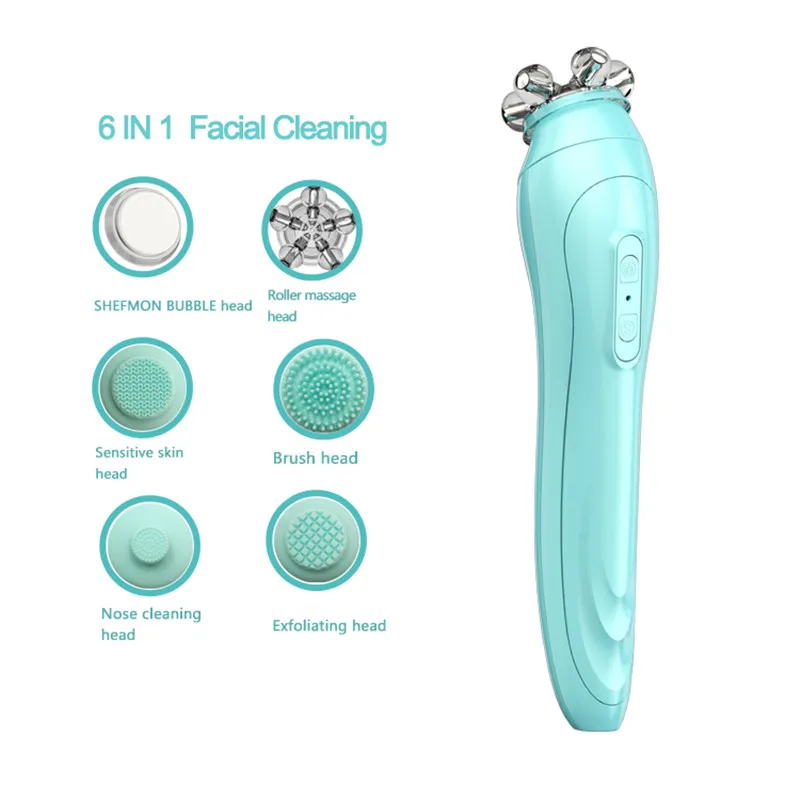 Facial Cleansing Brush 3D Roller Skin massage CO2 Oxygen Bubble Skin Whitening Device For Personal Use