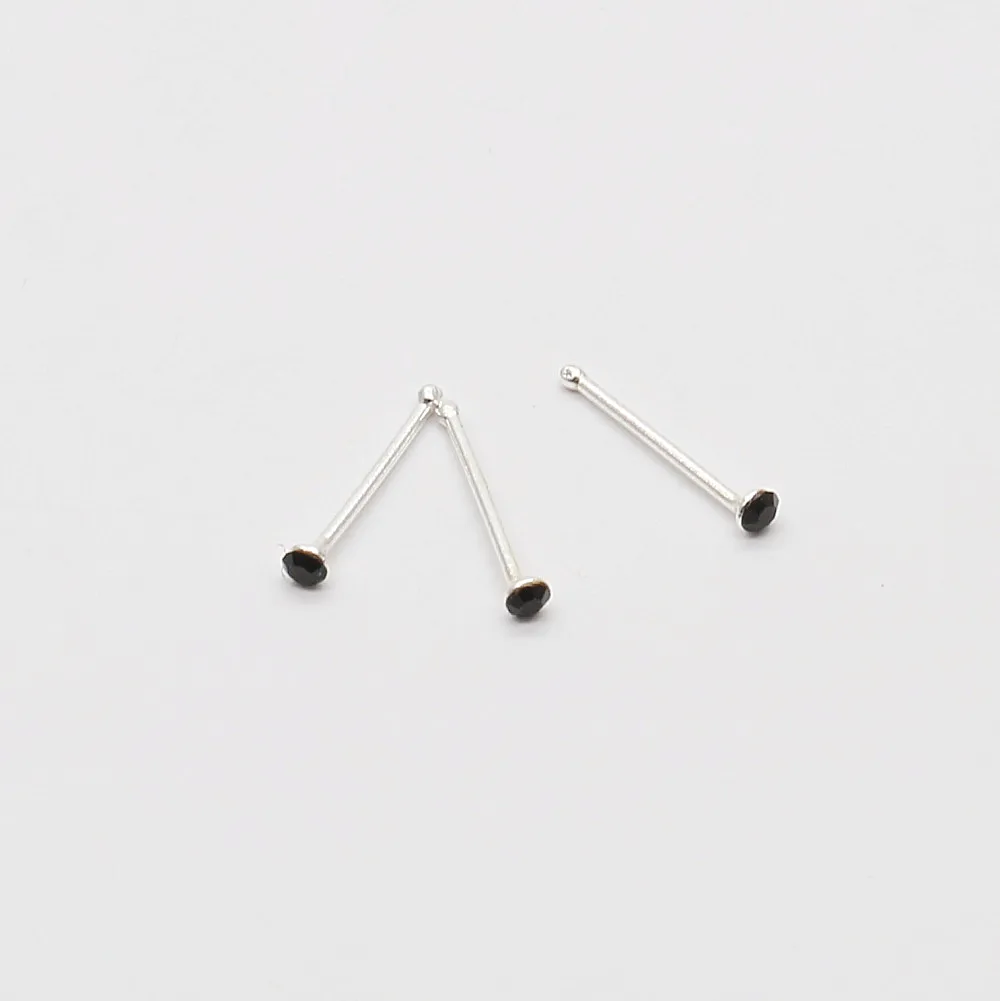 1.0mm 925 Sterling Silver Tiny Mini Nose Studs Black Crystal Nose Piercing Jewelry Pircing Nez Piercing Nariz