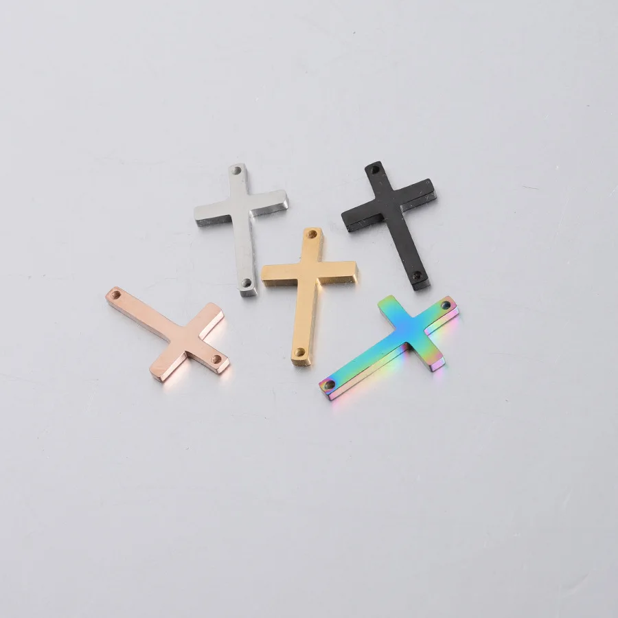 Fnixtar Kleine Cross Charm Spiegel Gepolijst Rvs Christus Cross Bedels Diy Jewerly Craft 11*18Mm 20 stuk/partij