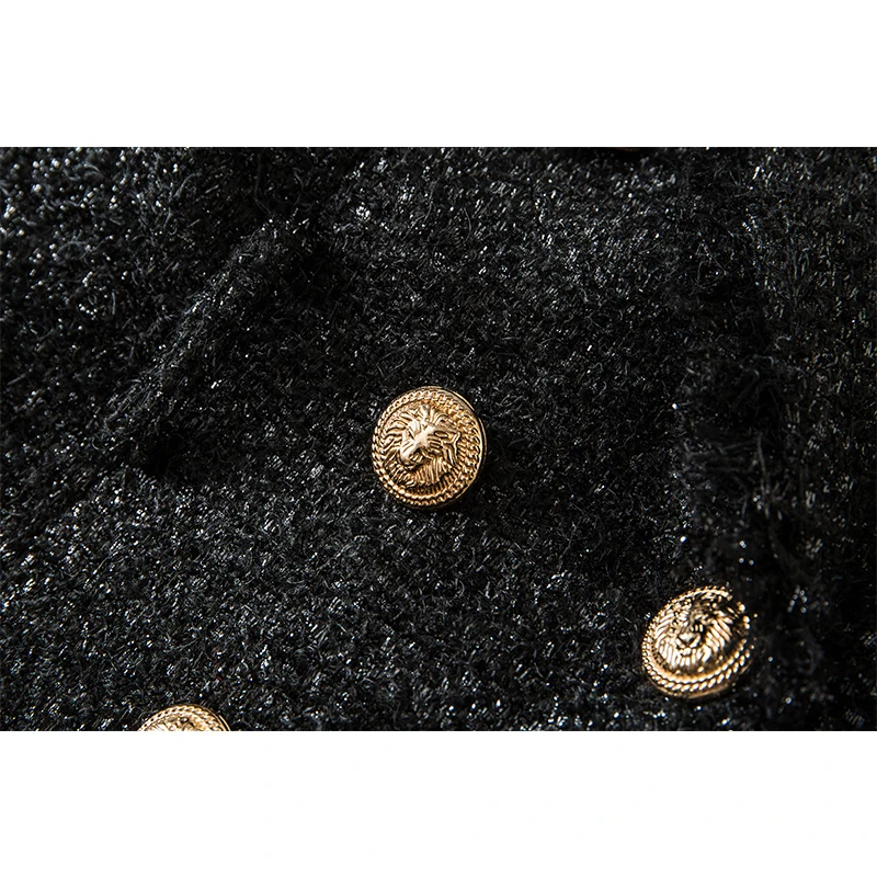 HarleyFashion European Spring Fall Vintage High-Luxury Solid Color Tweed Tassel Blazer Lace-Up Personality Slim Female Jacket